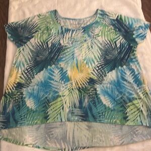 Onque Woman Blue Green Oversized Short Sleeve Blouse